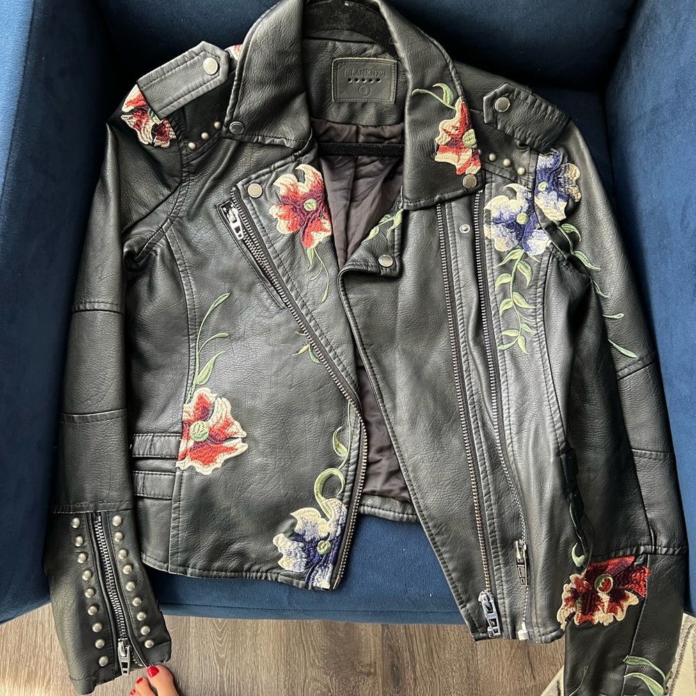 BLANK NYC Black Embellished Leather Jacket